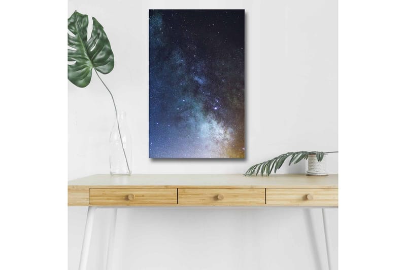 Lerretsbilde med LED-belysning - Stjerneklar nattehimmel med galakser og stjerner - Mørk blå / Svart / Lys blå - Innredning - Bilder & kunst - Lerretsbilder