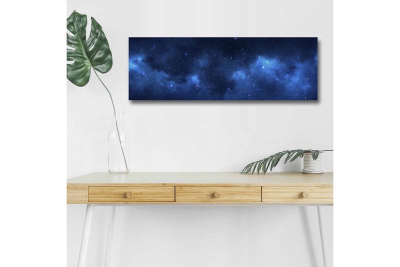Lerretsbilde med LED-belysning - Stjerneklar nattehimmel med myke skyformasjoner - Mørk blå / Lys blå / Svart - Innredning - Bilder & kunst - Lerretsbilder