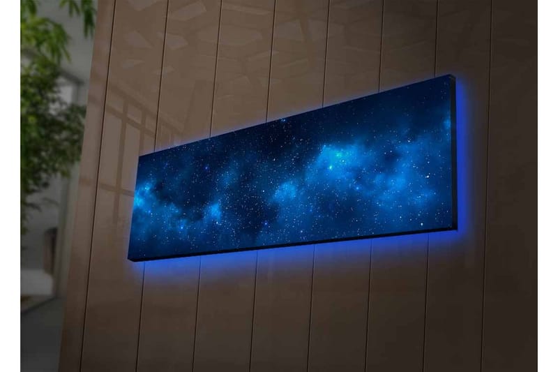 Lerretsbilde med LED-belysning - Stjerneklar nattehimmel med myke skyformasjoner - Mørk blå / Lys blå / Svart - Innredning - Bilder & kunst - Lerretsbilder