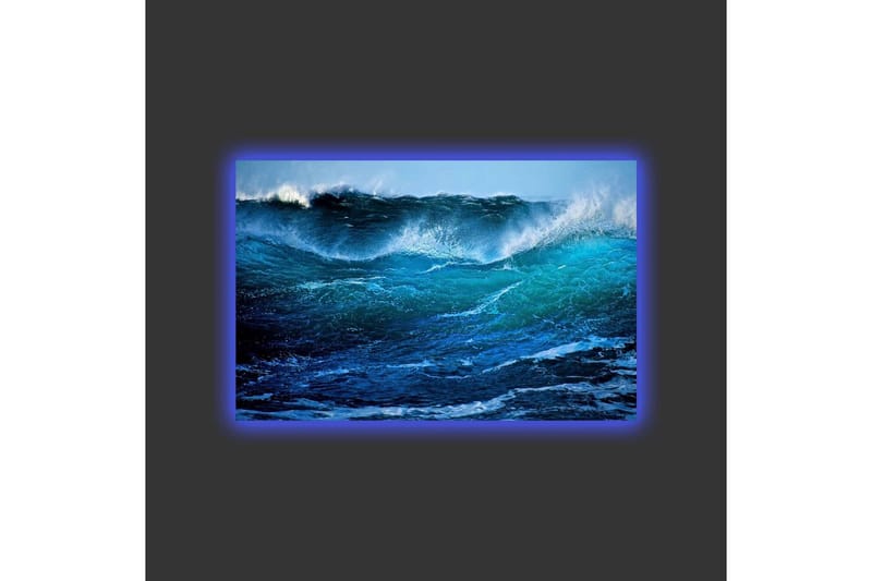 Lerretsbilde med LED-belysning - Storslått havbølge i bevegelse - Turkis / Mørk blå / Hvit - Innredning - Bilder & kunst - Lerretsbilder