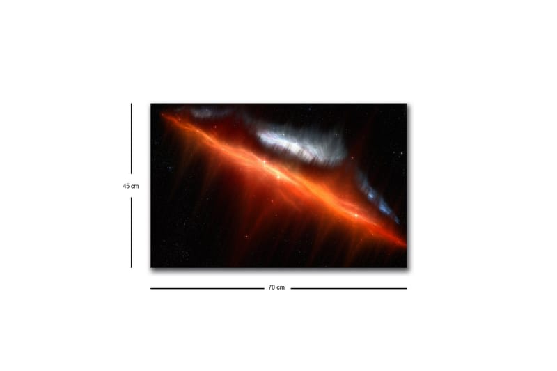 Lerretsbilde med LED-belysning - Storslått romscene med tåker i varme farger - Rød / Oransje / Blå - Innredning - Bilder & kunst - Lerretsbilder