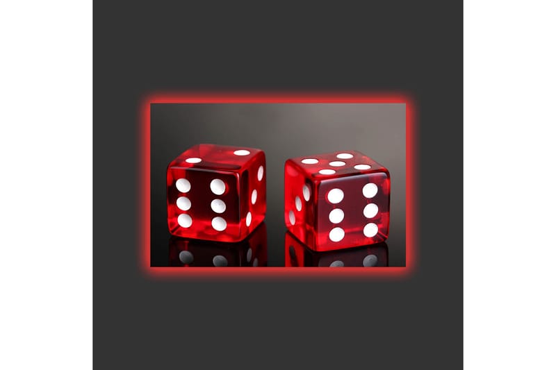 Lerretsbilde med LED-belysning - Terninger i knallrødt med hvite prikker - Rød / Hvit - Innredning - Bilder & kunst - Lerretsbilder