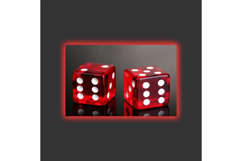 Lerretsbilde med LED-belysning - Terninger i knallrødt med hvite prikker - Rød / Hvit - Innredning - Bilder & kunst - Lerretsbilder