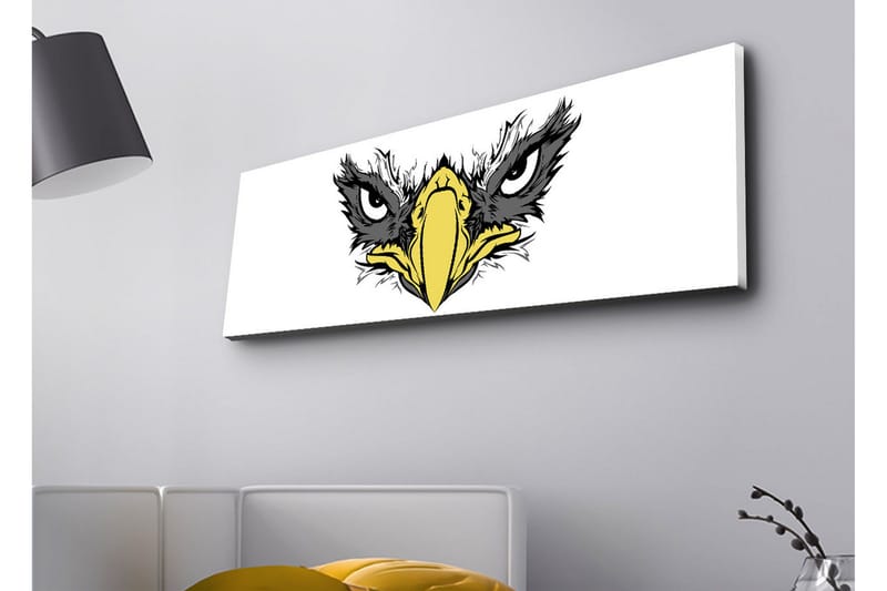 Lerretsbilde med LED-belysning - Vild ørn med intense øyne - Svart / Gul / Hvit - Innredning - Bilder & kunst - Lerretsbilder