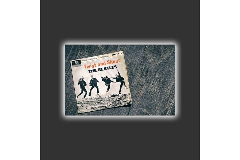 Lerretsbilde med LED-belysning - Vintage albumomslag med The Beatles i aksjon - Svart / Grå / Beige - Innredning - Bilder & kunst - Lerretsbilder