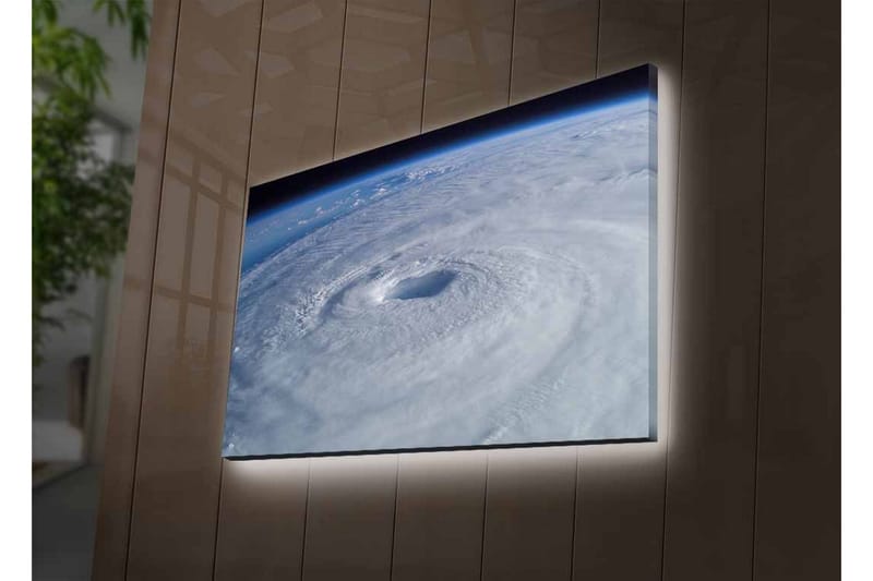 Lerretsbilde med LED-belysning - Virvlende skyer i en tropisk syklon - Hvit / Blå / Grå - Innredning - Bilder & kunst - Lerretsbilder