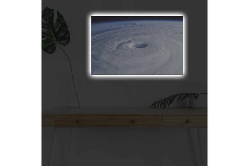 Lerretsbilde med LED-belysning - Virvlende skyer i en tropisk syklon - Hvit / Blå / Grå - Innredning - Bilder & kunst - Lerretsbilder