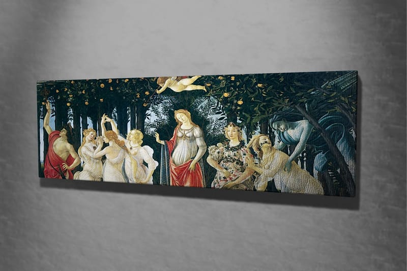 Lerretsbilde - Mytologisk scene med kvinnelige figurer i en frukthage - Grønn / Hudfarge / Rød - Innredning - Bilder & kunst - Lerretsbilder