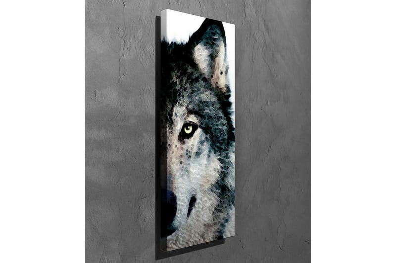 Lerretsbilde - Nærbilde av et ulveansikt med intense øyne - Grå / Svart / Hvit - Innredning - Bilder & kunst - Lerretsbilder