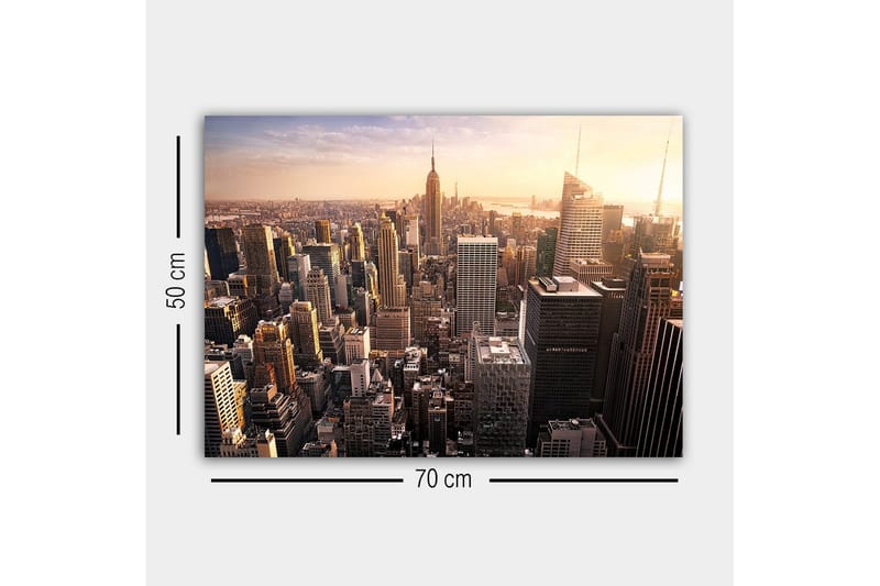 Lerretsbilde - New York Citys skyline ved solnedgang - Gull / Grå / Blå - Innredning - Bilder & kunst - Lerretsbilder
