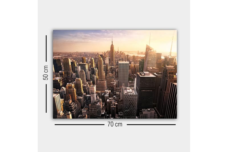 Lerretsbilde - New York Citys skyline ved solnedgang - Gull / Grå / Blå - Innredning - Bilder & kunst - Lerretsbilder
