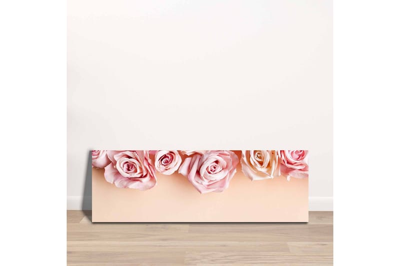 Lerretsbilde - Rosa roser i myke nyanser mot en lys bakgrunn - Lys rosa / Mørk rosa / Beige - Innredning - Bilder & kunst - Lerretsbilder