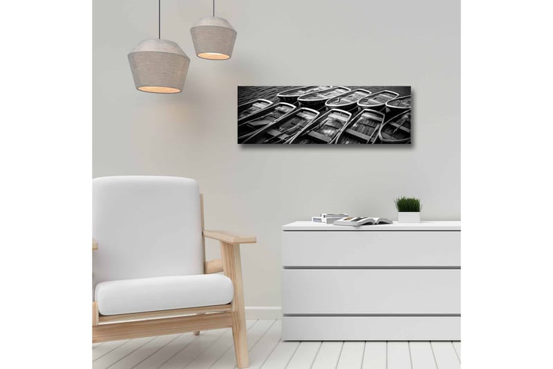 Lerretsbilde - Samling av båter i svart-hvitt - Svart / Grå / Hvit - Innredning - Bilder & kunst - Lerretsbilder