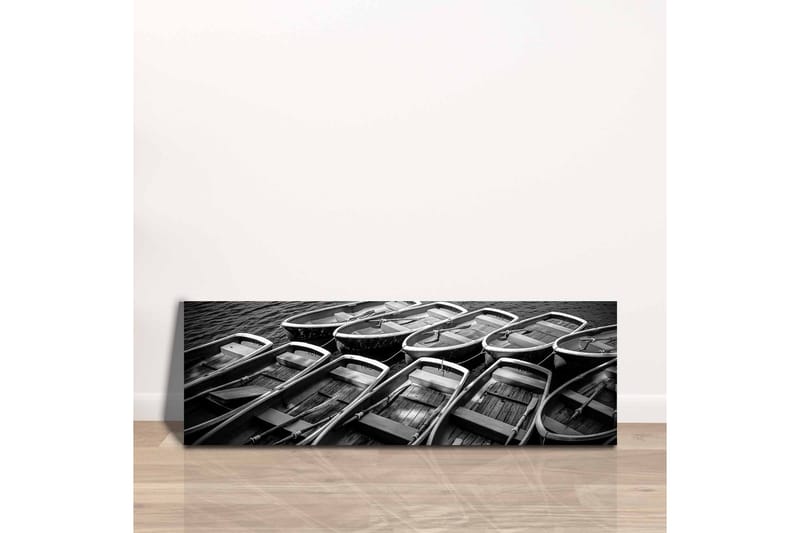 Lerretsbilde - Samling av båter i svart-hvitt - Svart / Grå / Hvit - Innredning - Bilder & kunst - Lerretsbilder