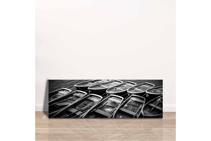 Lerretsbilde - Samling av båter i svart-hvitt - Svart / Grå / Hvit - Innredning - Bilder & kunst - Lerretsbilder