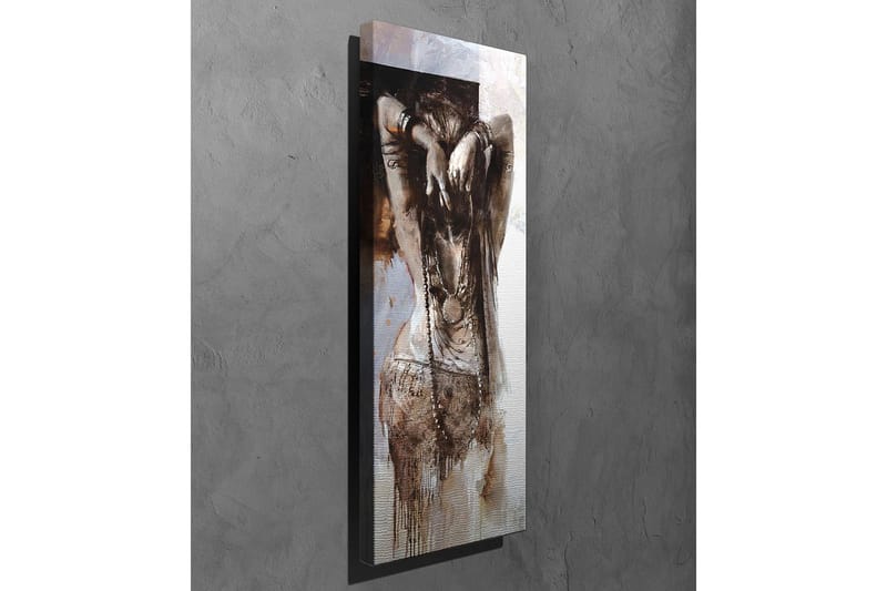 Lerretsbilde - Sensuell kvinne med oppsatt hår i en abstrakt komposisjon - Brun / Beige / Hvit - Innredning - Bilder & kunst - Lerretsbilder