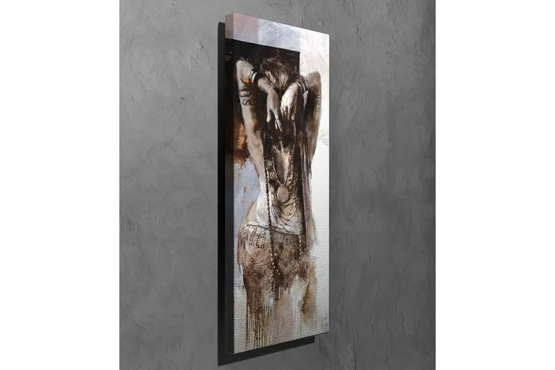 Lerretsbilde - Sensuell kvinne med oppsatt hår i en abstrakt komposisjon - Brun / Beige / Hvit - Innredning - Bilder & kunst - Lerretsbilder