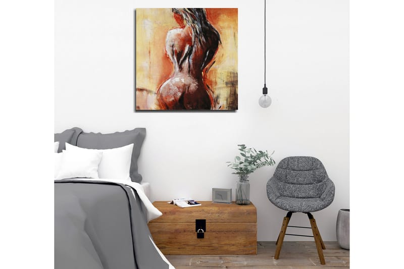 Lerretsbilde - Sensuell nakenfigur med fokus på ryggen - Terrakotta / Beige / Svart - Innredning - Bilder & kunst - Lerretsbilder