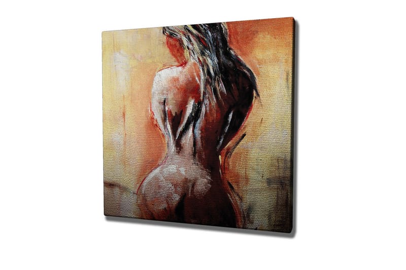 Lerretsbilde - Sensuell nakenfigur med fokus på ryggen, Terrakotta / Beige / Svart