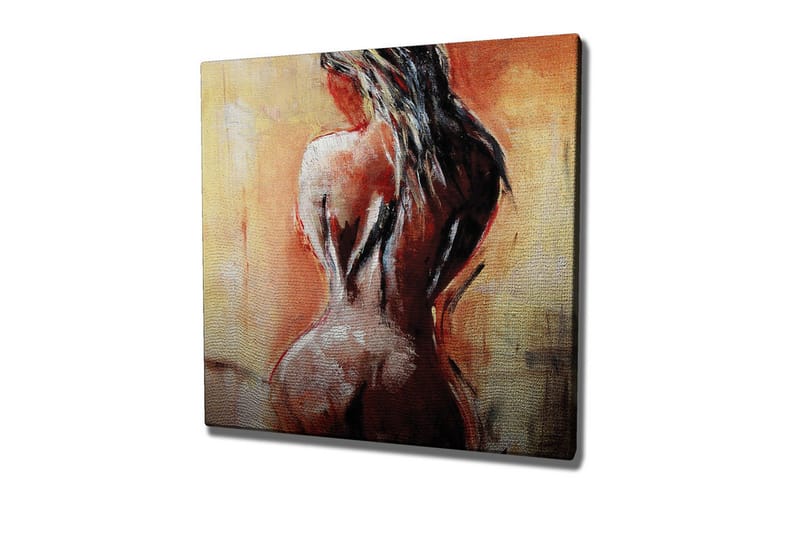 Lerretsbilde - Sensuell nakenfigur med fokus på ryggen - Terrakotta / Beige / Svart - Innredning - Bilder & kunst - Lerretsbilder