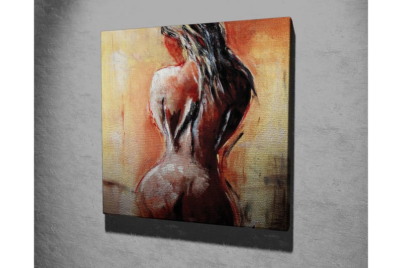 Lerretsbilde - Sensuell nakenfigur med fokus på ryggen - Terrakotta / Beige / Svart - Innredning - Bilder & kunst - Lerretsbilder