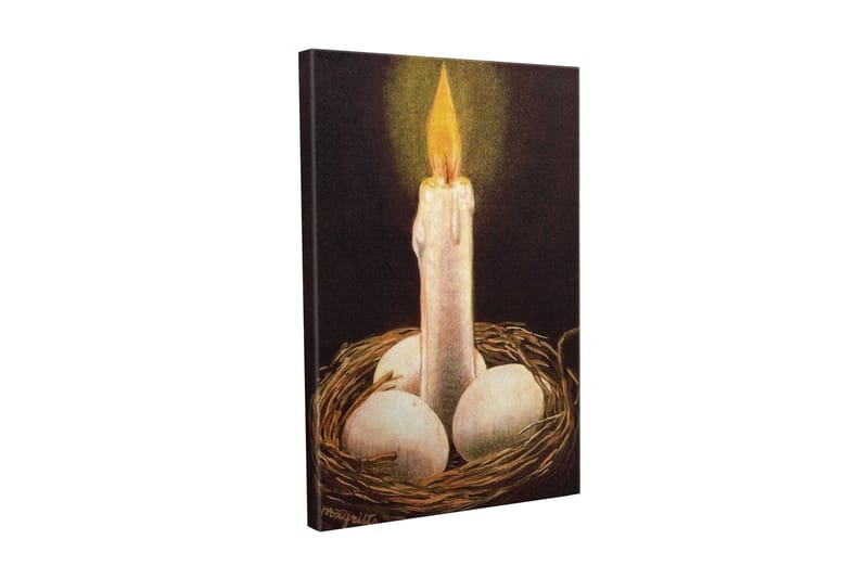 Lerretsbilde - Skinnende lys i et rede med egg, Hvit / Brun / Gul