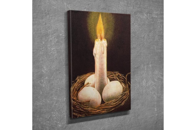 Lerretsbilde - Skinnende lys i et rede med egg - Hvit / Brun / Gul - Innredning - Bilder & kunst - Lerretsbilder