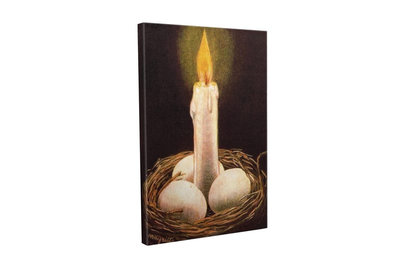 Lerretsbilde - Skinnende lys i et rede med egg - Hvit / Brun / Gul - Innredning - Bilder & kunst - Lerretsbilder