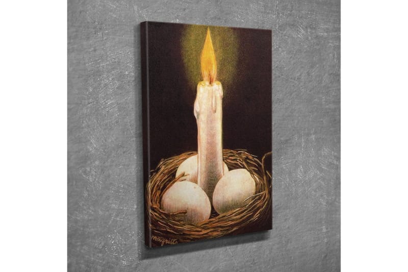 Lerretsbilde - Skinnende lys i et rede med egg - Hvit / Brun / Gul - Innredning - Bilder & kunst - Lerretsbilder