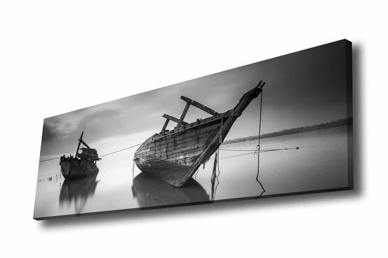 Lerretsbilde - Skipsvrak i rolige farvann, Svart / Hvit / Grå