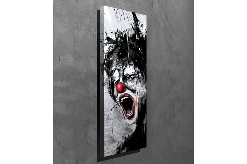 Lerretsbilde - Skrikende klovn med rød nese og dramatiske ansiktstrekk - Svart / Hvit / Rød - Innredning - Bilder & kunst - Lerretsbilder
