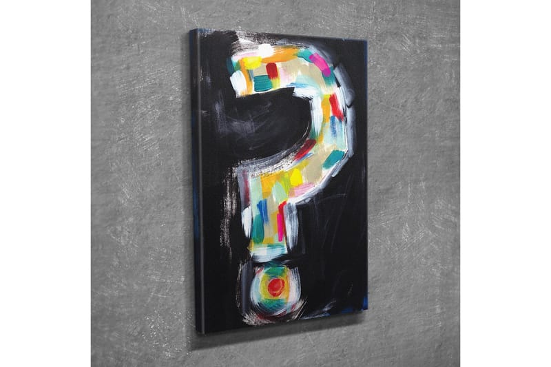 Lerretsbilde - Spørsmålstegn i fargerik stil - Svart / Hvit / Gul - Innredning - Bilder & kunst - Lerretsbilder