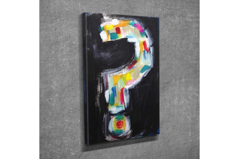 Lerretsbilde - Spørsmålstegn i fargerik stil - Svart / Hvit / Gul - Innredning - Bilder & kunst - Lerretsbilder