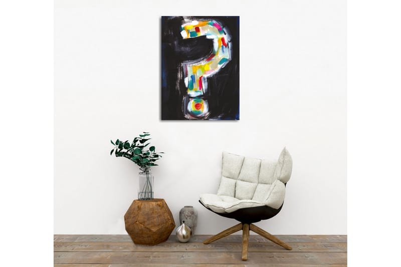 Lerretsbilde - Spørsmålstegn i fargerik stil - Svart / Hvit / Gul - Innredning - Bilder & kunst - Lerretsbilder