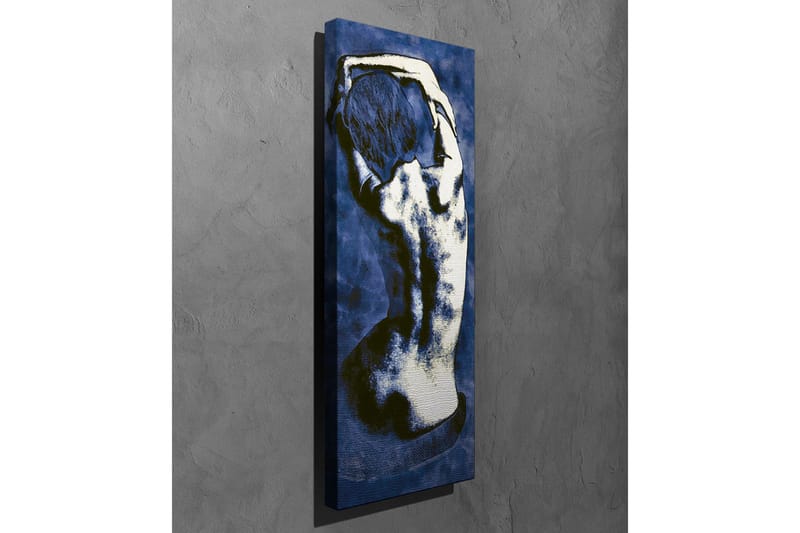 Lerretsbilde - Stilisert rygg av et nakent menneske i en elegant positur - Mørk blå / Hvit - Innredning - Bilder & kunst - Lerretsbilder