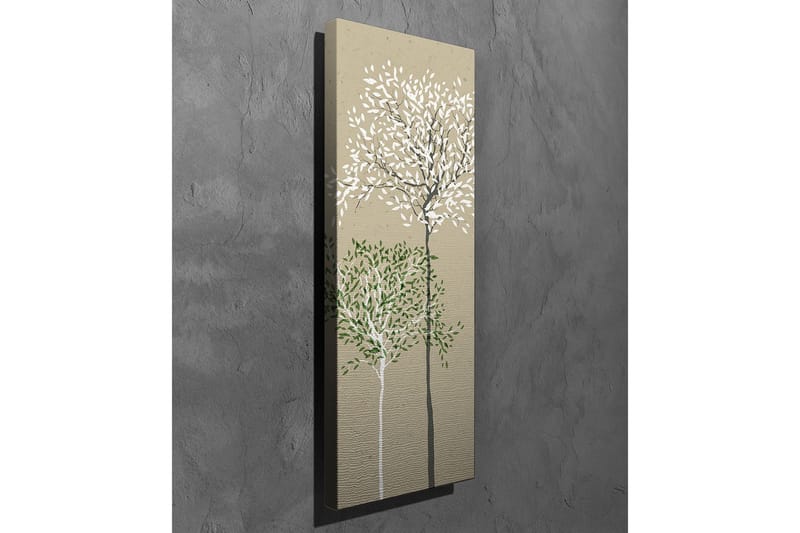 Lerretsbilde - Stiliserte trær med hvite og grønne blader på en nøytral bakgrunn - Grønn / Hvit / Beige - Innredning - Bilder & kunst - Lerretsbilder
