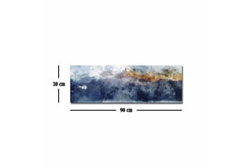 Lerretsbilde - Storslått fjellandskap med snødekte topper - Mørk blå / Grå / Gull - Innredning - Bilder & kunst - Lerretsbilder