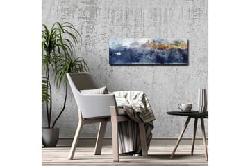 Lerretsbilde - Storslått fjellandskap med snødekte topper - Mørk blå / Grå / Gull - Innredning - Bilder & kunst - Lerretsbilder