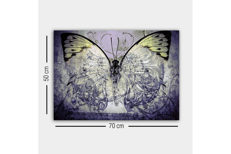 Lerretsbilde - Storslått sommerfugl med intrikate mønstre og detaljer - Lilla / Svart / Grønn - Innredning - Bilder & kunst - Lerretsbilder
