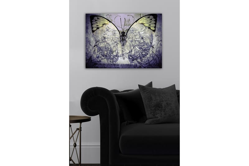 Lerretsbilde - Storslått sommerfugl med intrikate mønstre og detaljer - Lilla / Svart / Grønn - Innredning - Bilder & kunst - Lerretsbilder