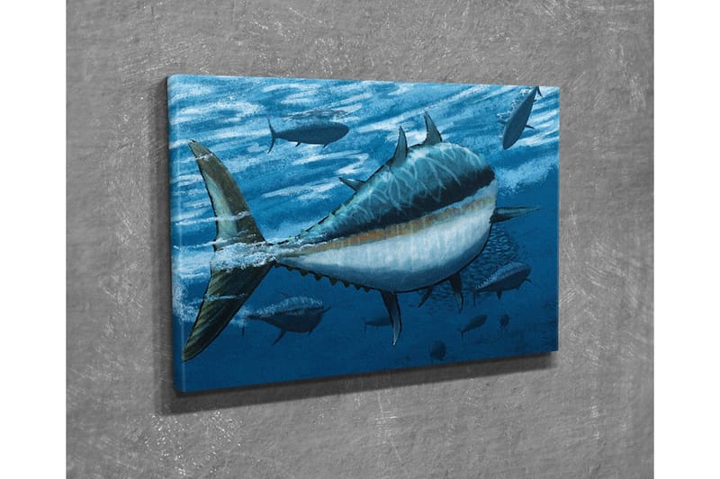Lerretsbilde - Svømmende tunfisk i dypblått hav - Mørk blå / Lys blå / Hvit - Innredning - Bilder & kunst - Lerretsbilder