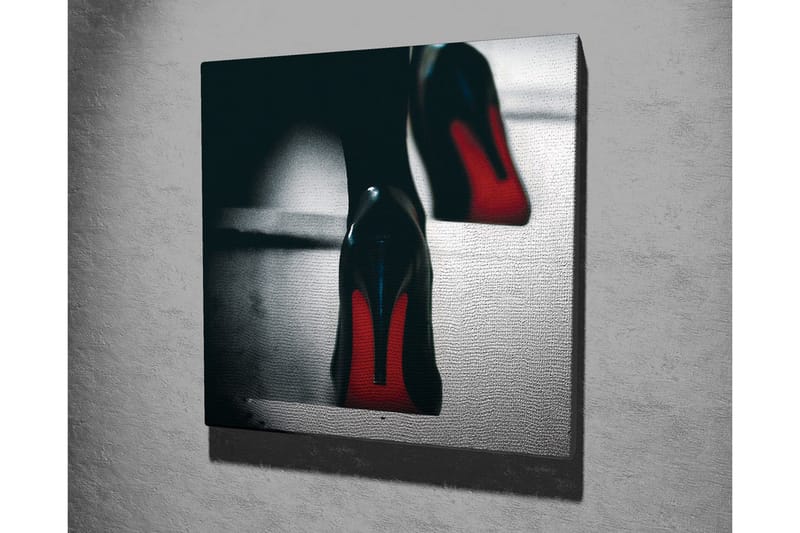 Lerretsbilde - Svarte høyhælte sko med røde detaljer - Svart / Rød - Innredning - Bilder & kunst - Lerretsbilder