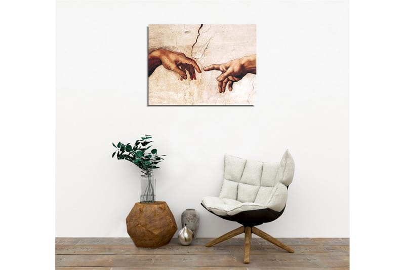 Lerretsbilde - To hender som rekker ut mot hverandre - Hudfarge / Beige / Hvit - Innredning - Bilder & kunst - Lerretsbilder