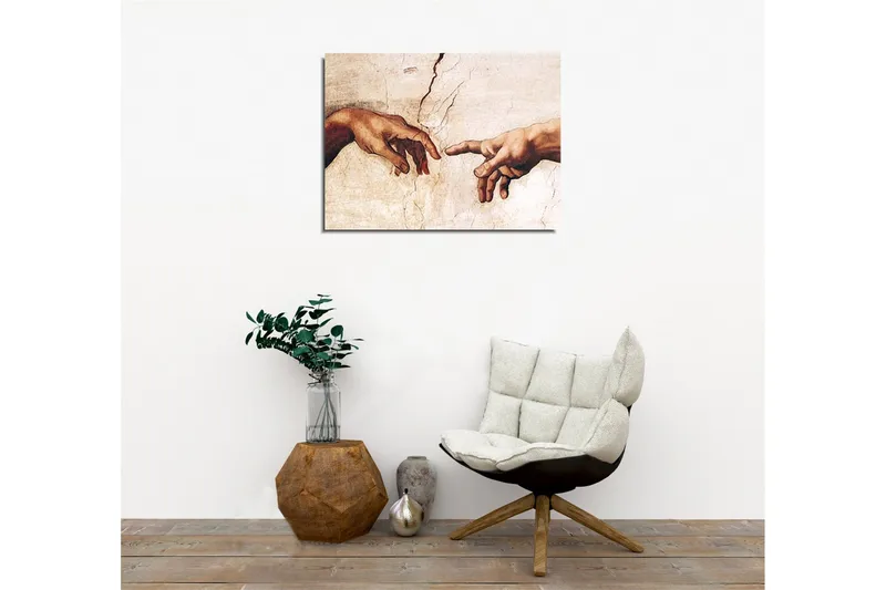 Lerretsbilde - To hender som rekker ut mot hverandre - Hudfarge / Beige / Hvit - Innredning - Bilder & kunst - Lerretsbilder