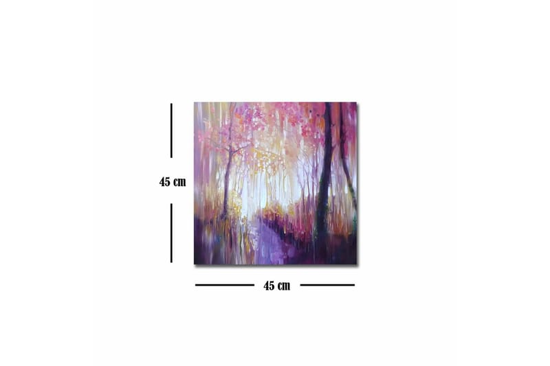 Lerretsbilde - Vakker skogsti med høstfarger og mykt lys - Lilla / Rosa / Gul - Innredning - Bilder & kunst - Lerretsbilder