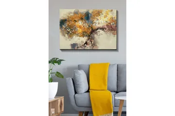 Lerretsbilde - Vakker trekrone med gyllent bladverk - Gull / Brun / Blå - Innredning - Bilder & kunst - Lerretsbilder