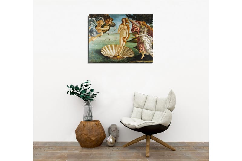 Lerretsbilde - Venus stiger opp fra havet på et skjell - Hudtone / Himmelblå / Grønn - Innredning - Bilder & kunst - Lerretsbilder