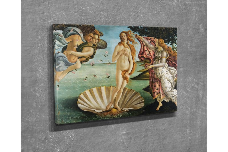 Lerretsbilde - Venus stiger opp fra havet på et skjell - Hudtone / Himmelblå / Grønn - Innredning - Bilder & kunst - Lerretsbilder