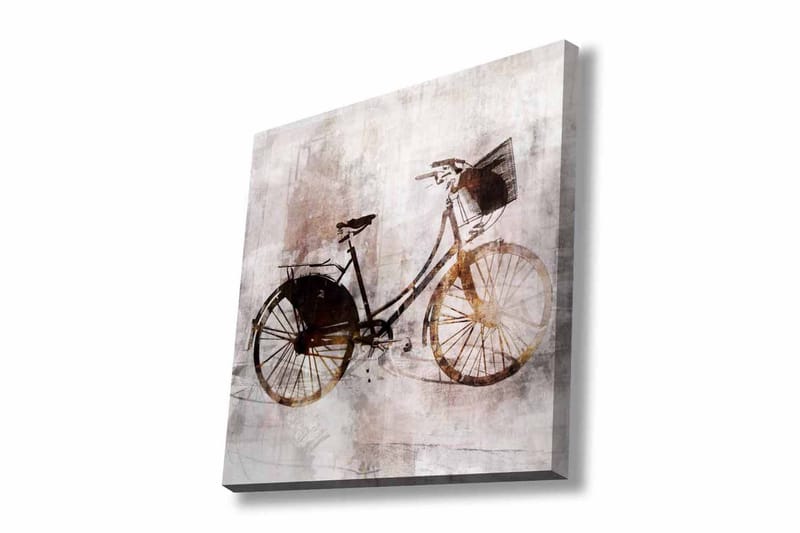 Lerretsbilde - Vintage sykkel med kurv - Svart / Brun / Beige - Innredning - Bilder & kunst - Lerretsbilder