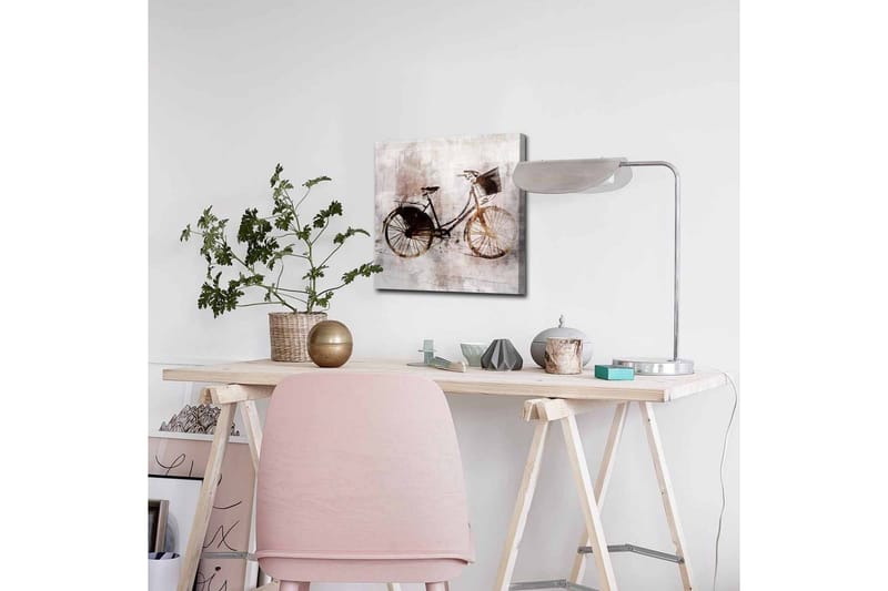 Lerretsbilde - Vintage sykkel med kurv - Svart / Brun / Beige - Innredning - Bilder & kunst - Lerretsbilder